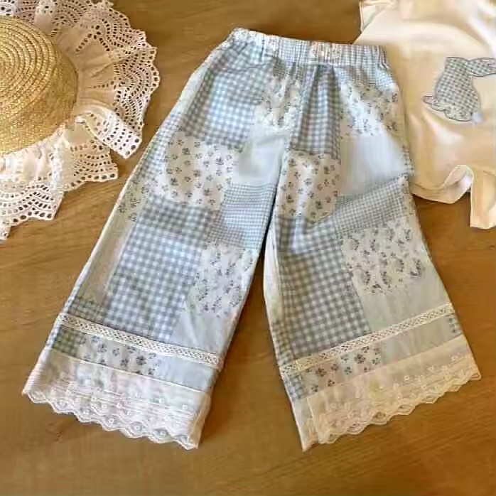 2-delat Set för Flickor – Volang T-shirt & Vida Byxor