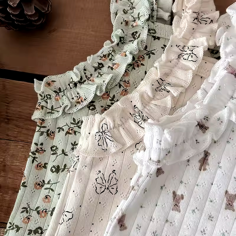 Sommarklänning för Flickor – Bomull med Axelband & Blommigt Mönster