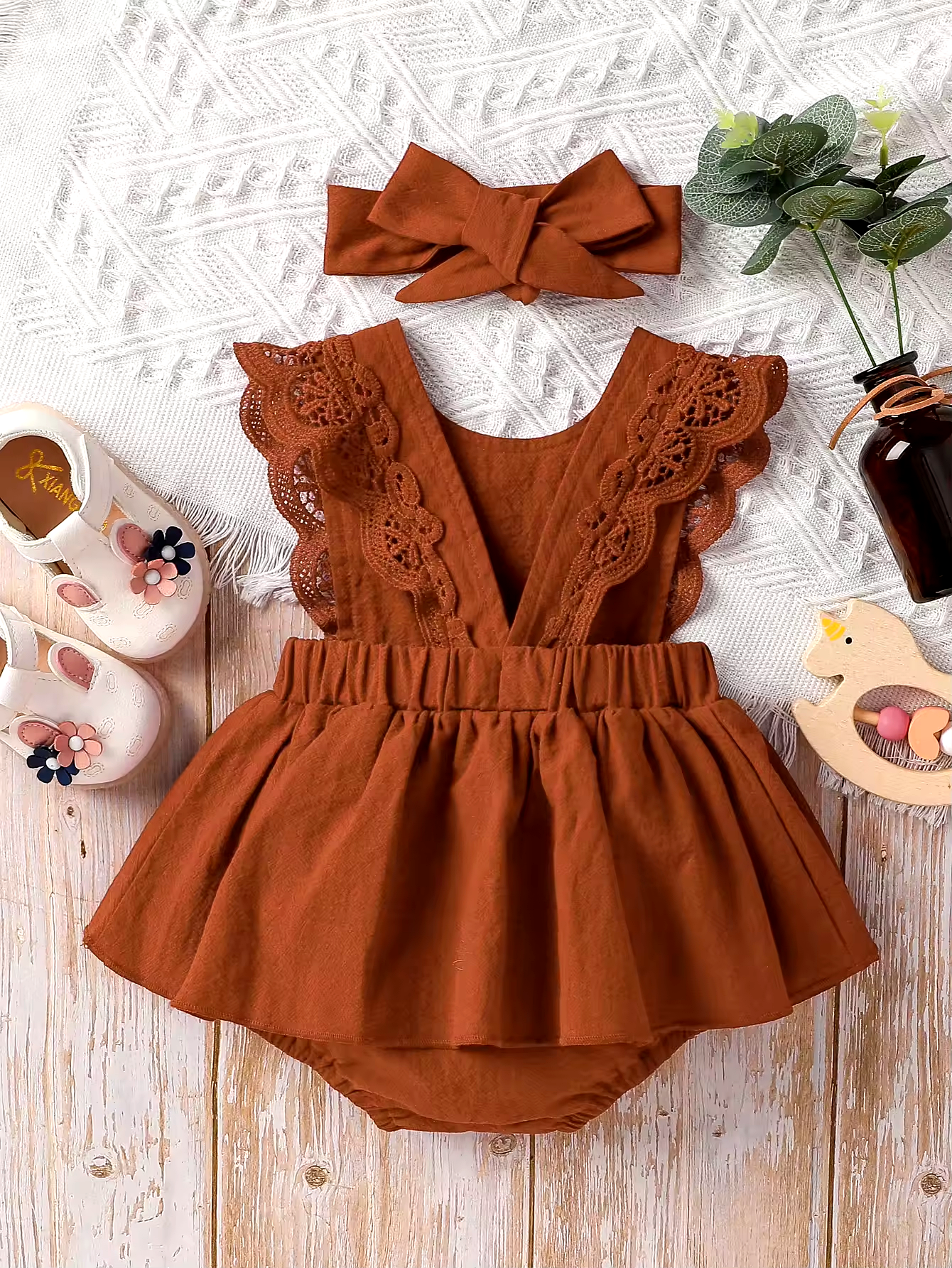 Babyklänning med Spets & Hårband – Bodyklänning för Flickor
